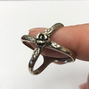 Sterling Carved Rose “X” Ring